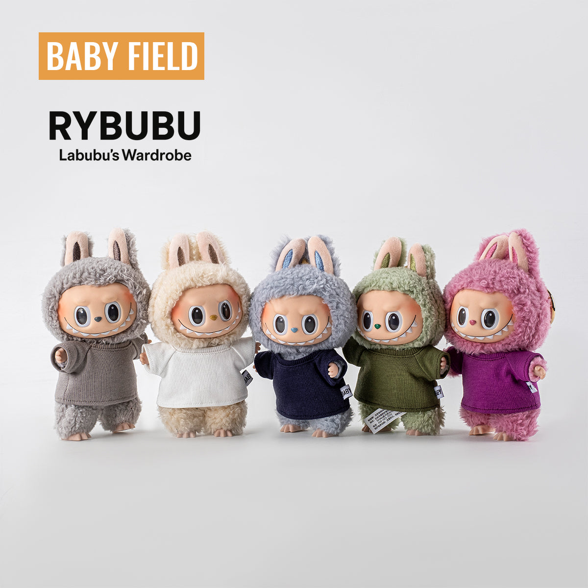 Rybubu × Babyfield Rabub clothes Macaron sitting 17cm vinyl LABUBU baby clothes short sleeves