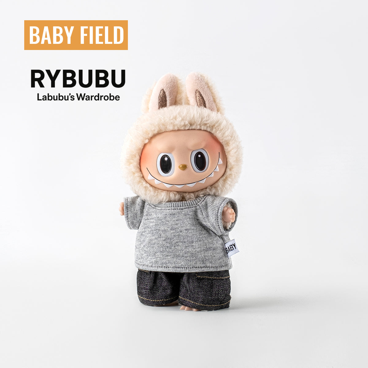 Rybubu × Babyfield Rabub clothes Macaron sitting 17cm vinyl LABUBU baby clothes short sleeves