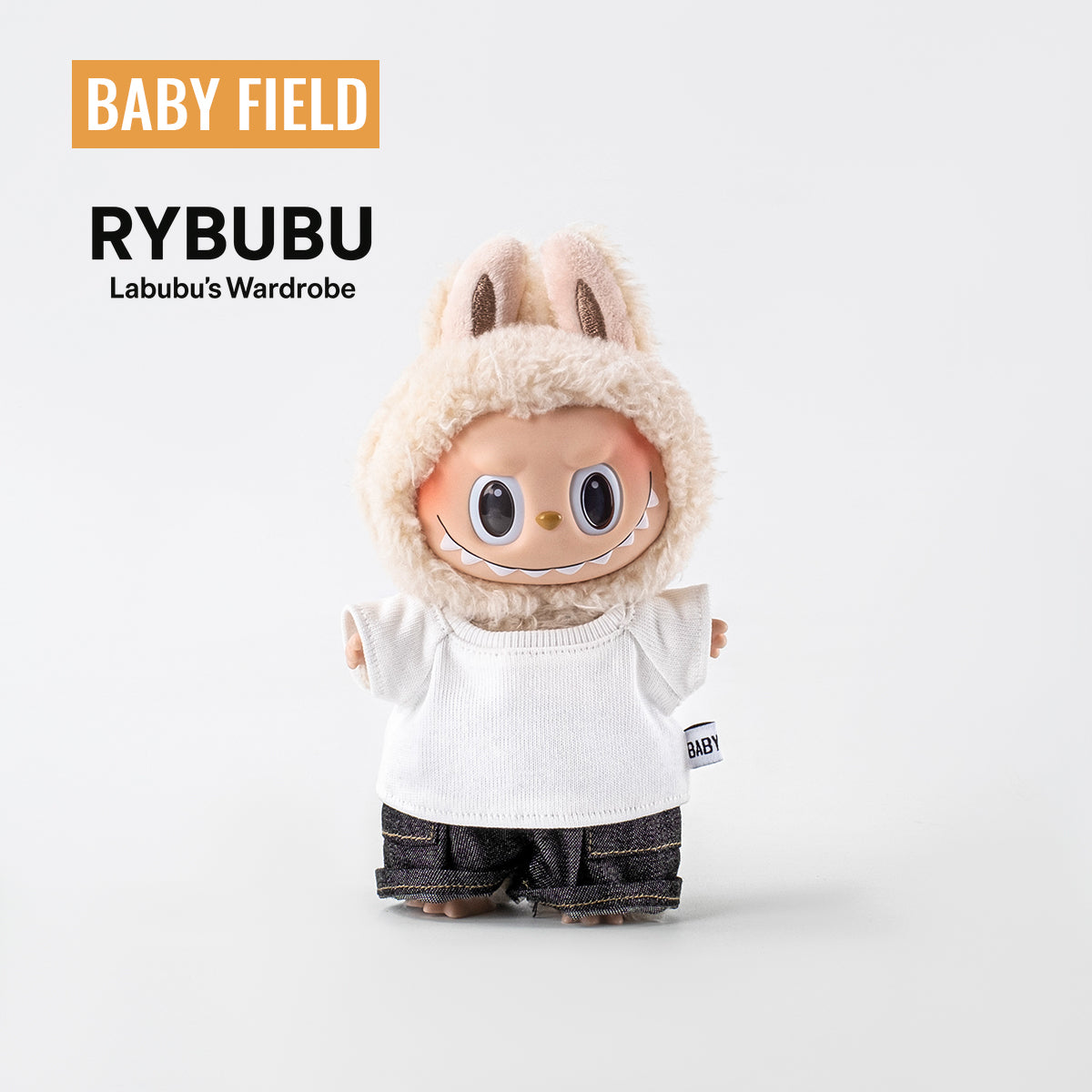 Rybubu × Babyfield Rabub clothes Macaron sitting 17cm vinyl LABUBU baby clothes short sleeves
